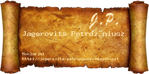 Jagerovits Petróniusz névjegykártya
